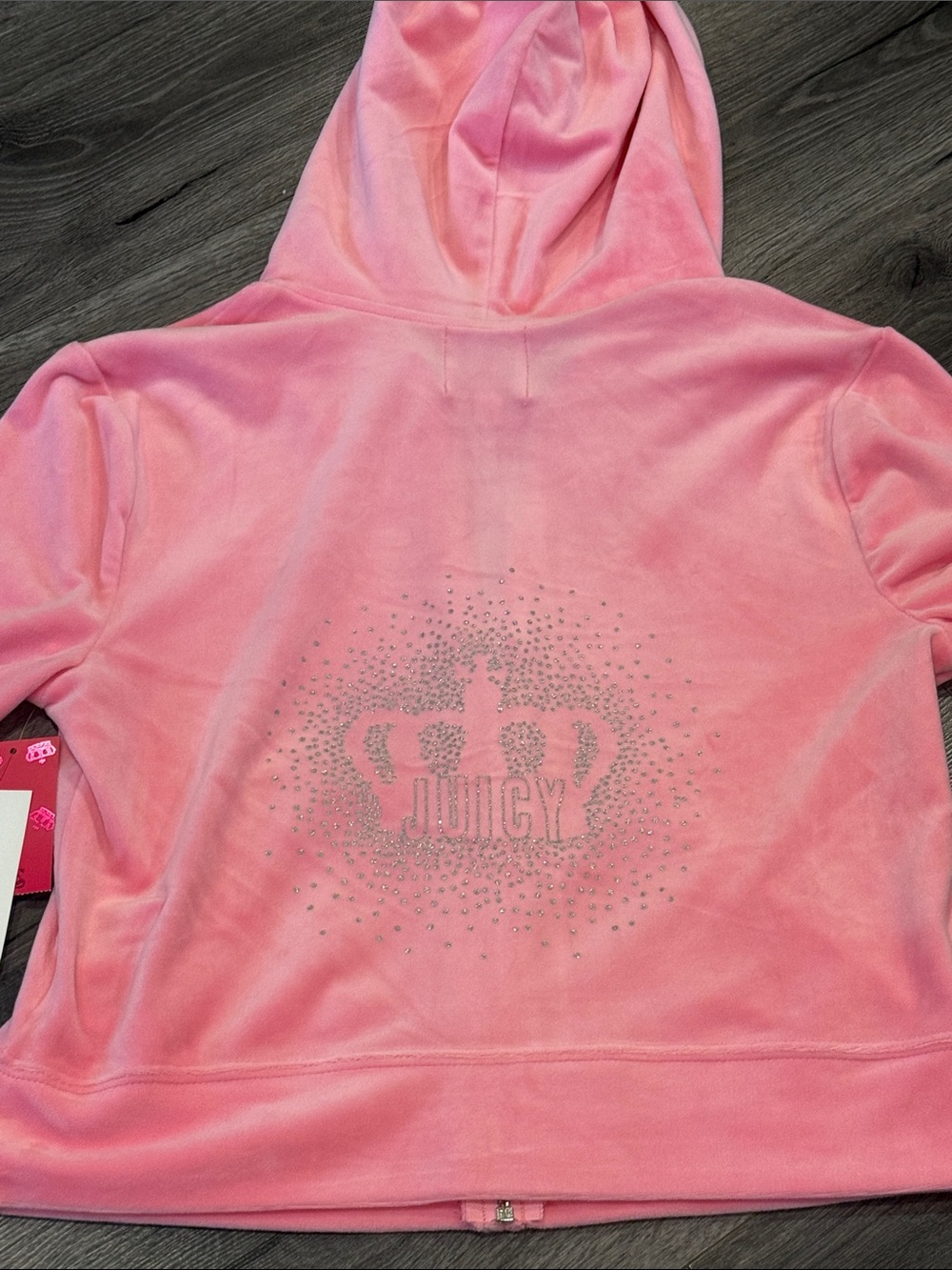 Juicy Couture Pink Velour Hooded Tracksuit Set with Rhinestone Logo - Picture 12 of 12